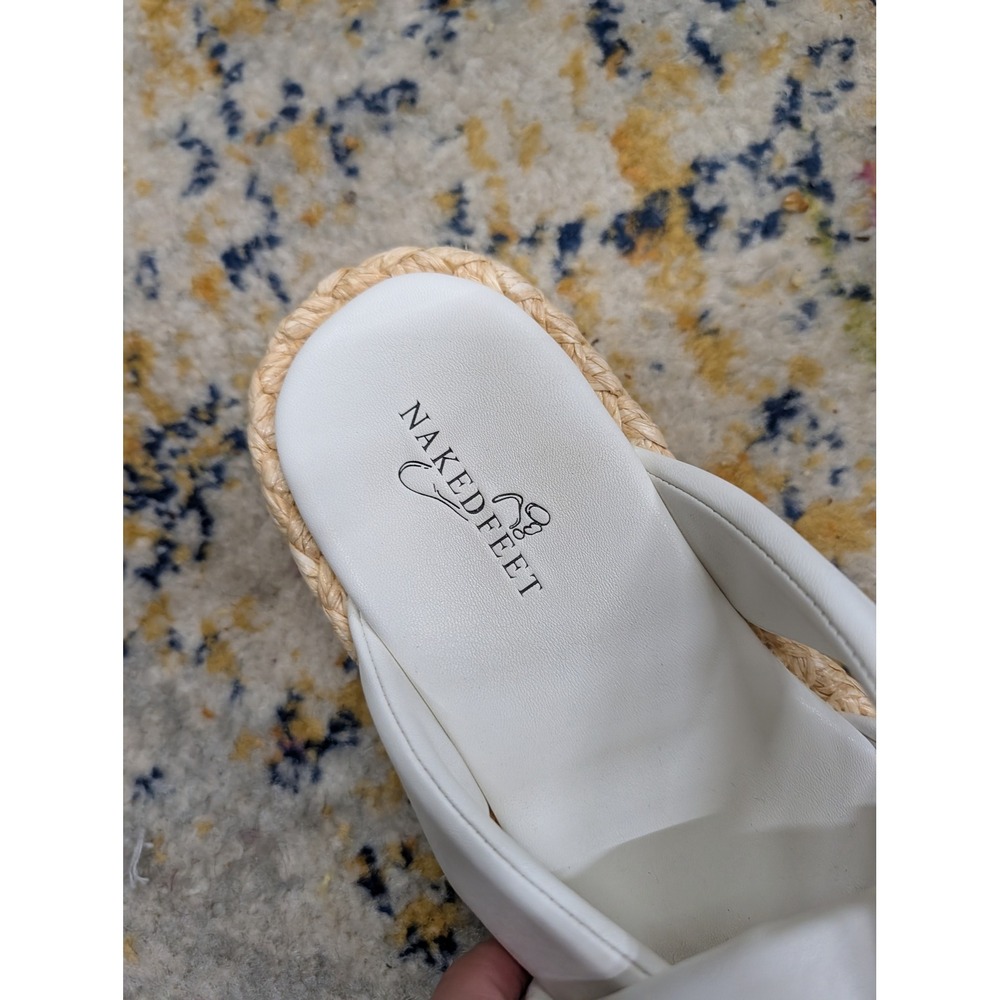 Naked Feet Cupro Chamois White Knotted Platform Espadrille Sandals- Size 9 - Picture 5 of 7